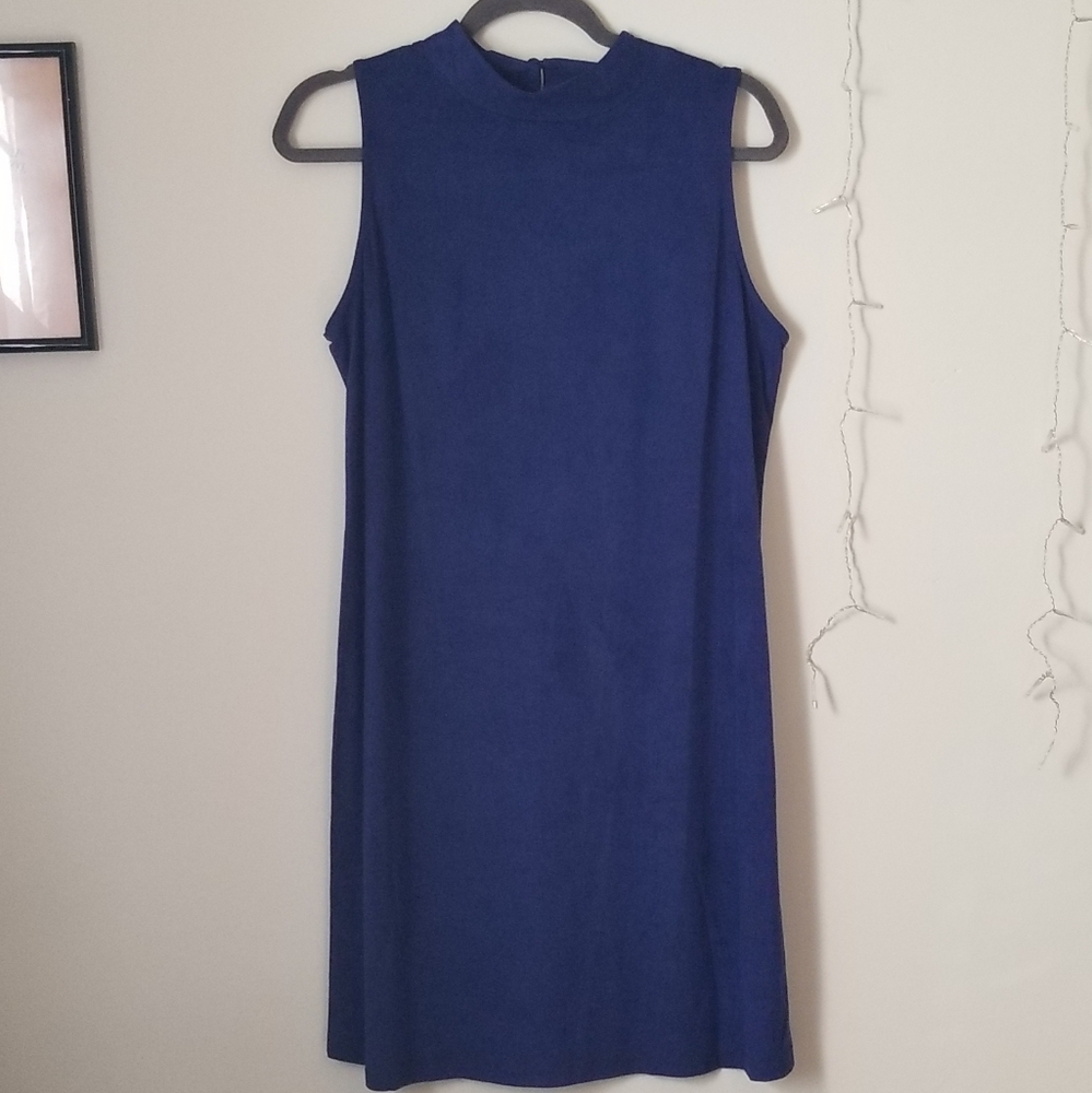 Blue Mock Neck Dress